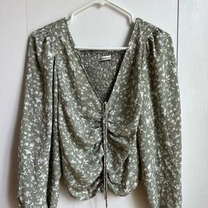 Abercrombie & Fitch Olive Floral Blouse